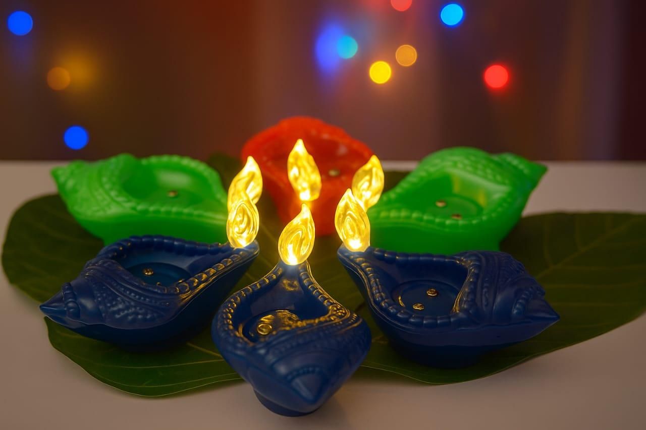 PujaGlow Water Diya – LED Flameless Diya with Automatic Water Sensor, Safe & Reusable for Diwali, Pooja & Home Decoration