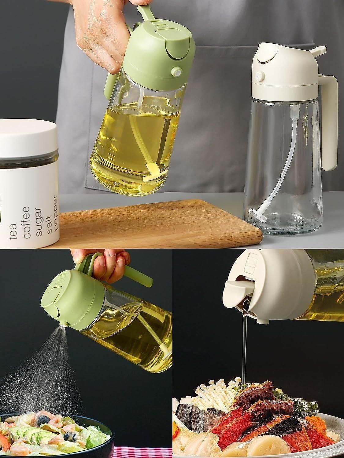 SmartSpray Oil Dispenser – 2-in-1 Glass Spray & Pour Bottle for Cooking, BBQ, Salad & Baking | 500ml Leak-Proof Kitchen Tool