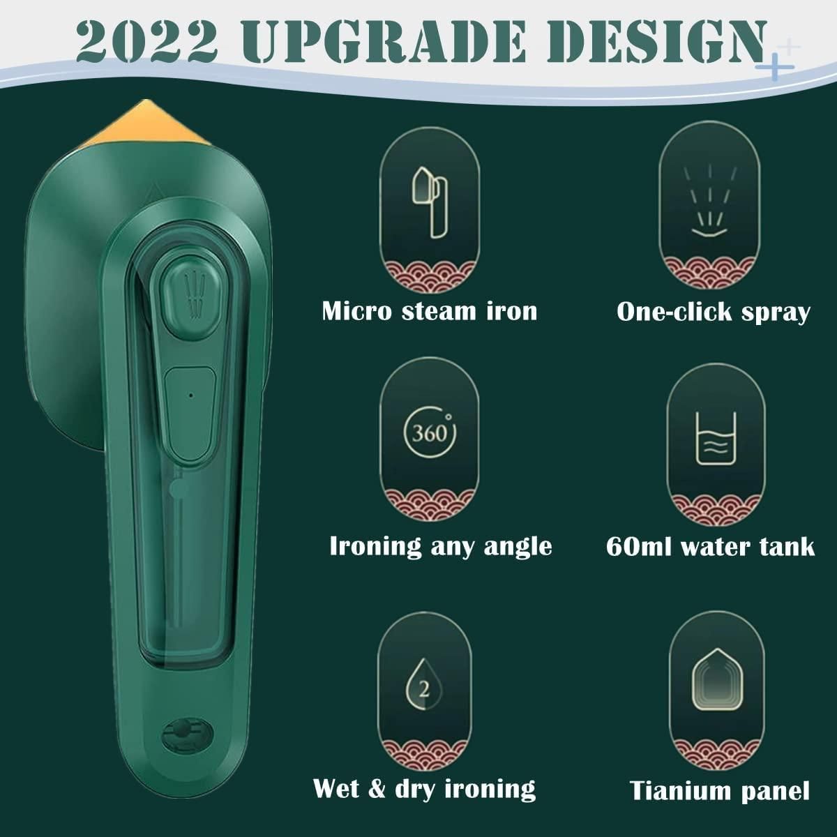 LuxeSteam Handheld Iron – Titanium Panel, Travel-Friendly & Portable Steam Iron for Quick Wrinkle Removal on Multiple Fabrics