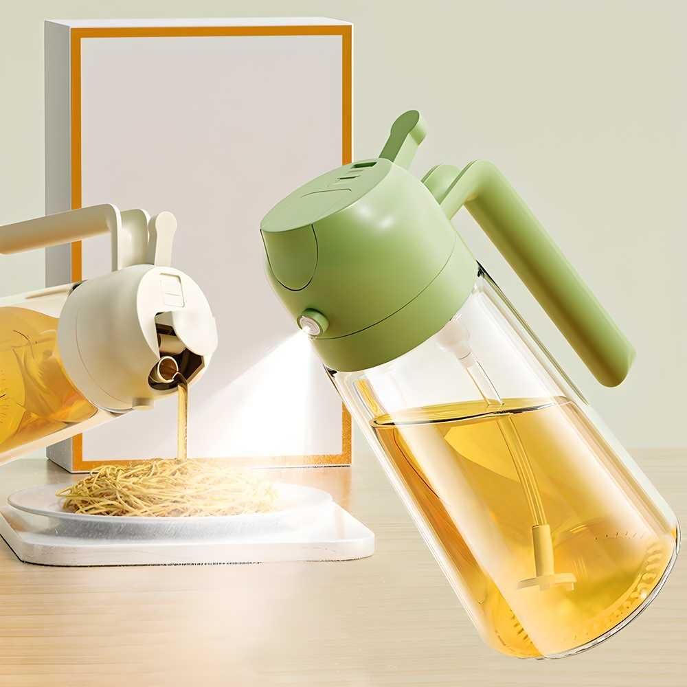 SmartSpray Oil Dispenser – 2-in-1 Glass Spray & Pour Bottle for Cooking, BBQ, Salad & Baking | 500ml Leak-Proof Kitchen Tool