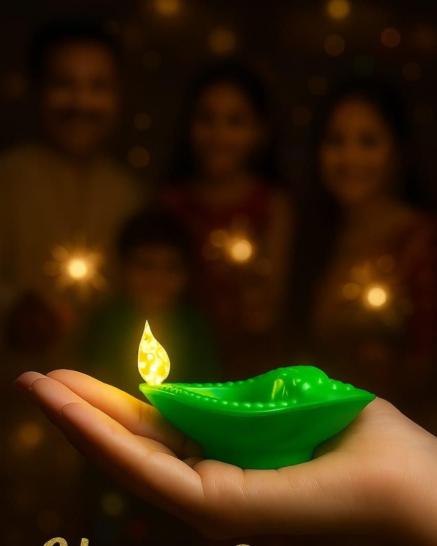 PujaGlow Water Diya – LED Flameless Diya with Automatic Water Sensor, Safe & Reusable for Diwali, Pooja & Home Decoration