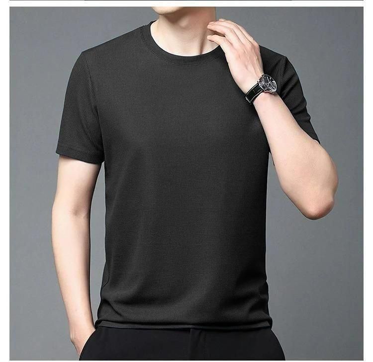 StretchEase Men’s Round Neck T-Shirts (Pack of 4) – Stretchable, Breathable & Quick-Dry Polyester Tees for Everyday Comfort