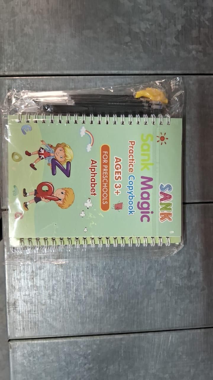 Sank Magic Practice Copybook – 4 Reusable Books with Pen, Grip & Refills | Fun Handwriting & Learning Set for Kids