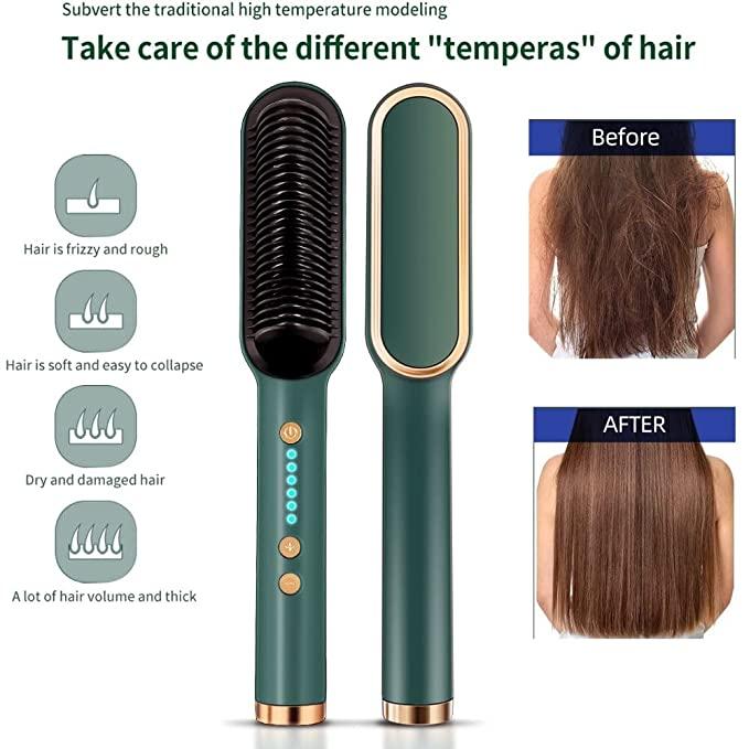 SilkWave 3-in-1 Comb Brush – Hair Straightener, Detangler & Anion Massager for All Hair Types | Quick Salon-Style Hair in Minutes