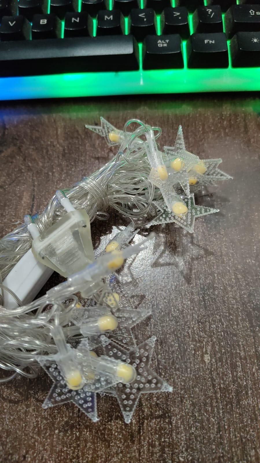 StarGlow LED String Lights – Star Pattern Fairy Lights, Multicolor, USB/Rechargeable, Perfect for Home Decor, Parties & Festivals