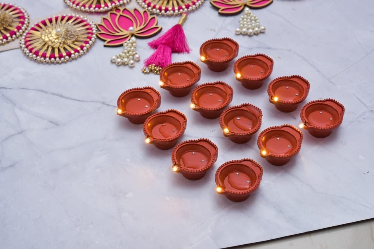 AquaLume LED Water Sensor Diyas – Flameless, Reusable & Colorful (Pack of 6/12/18/24) for Diwali & Festivals