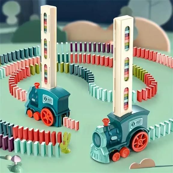 ChooChoo Domino Train Set – Automatic Domino Placement, 40 Colorful Blocks with Sound Effects for Kids’ Fun & Learning