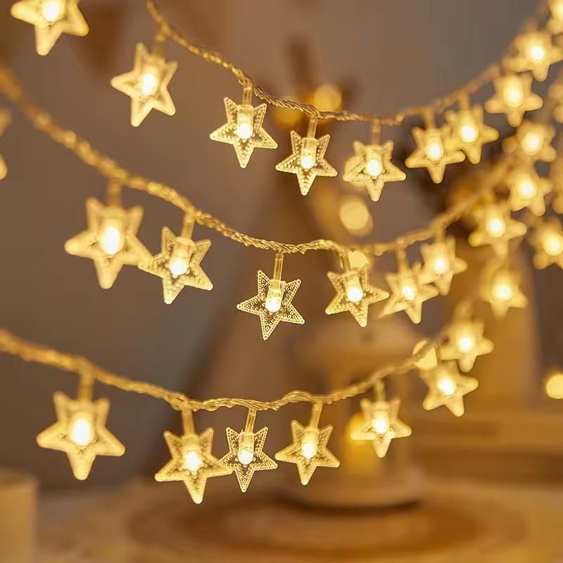 StarGlow LED String Lights – Star Pattern Fairy Lights, Multicolor, USB/Rechargeable, Perfect for Home Decor, Parties & Festivals