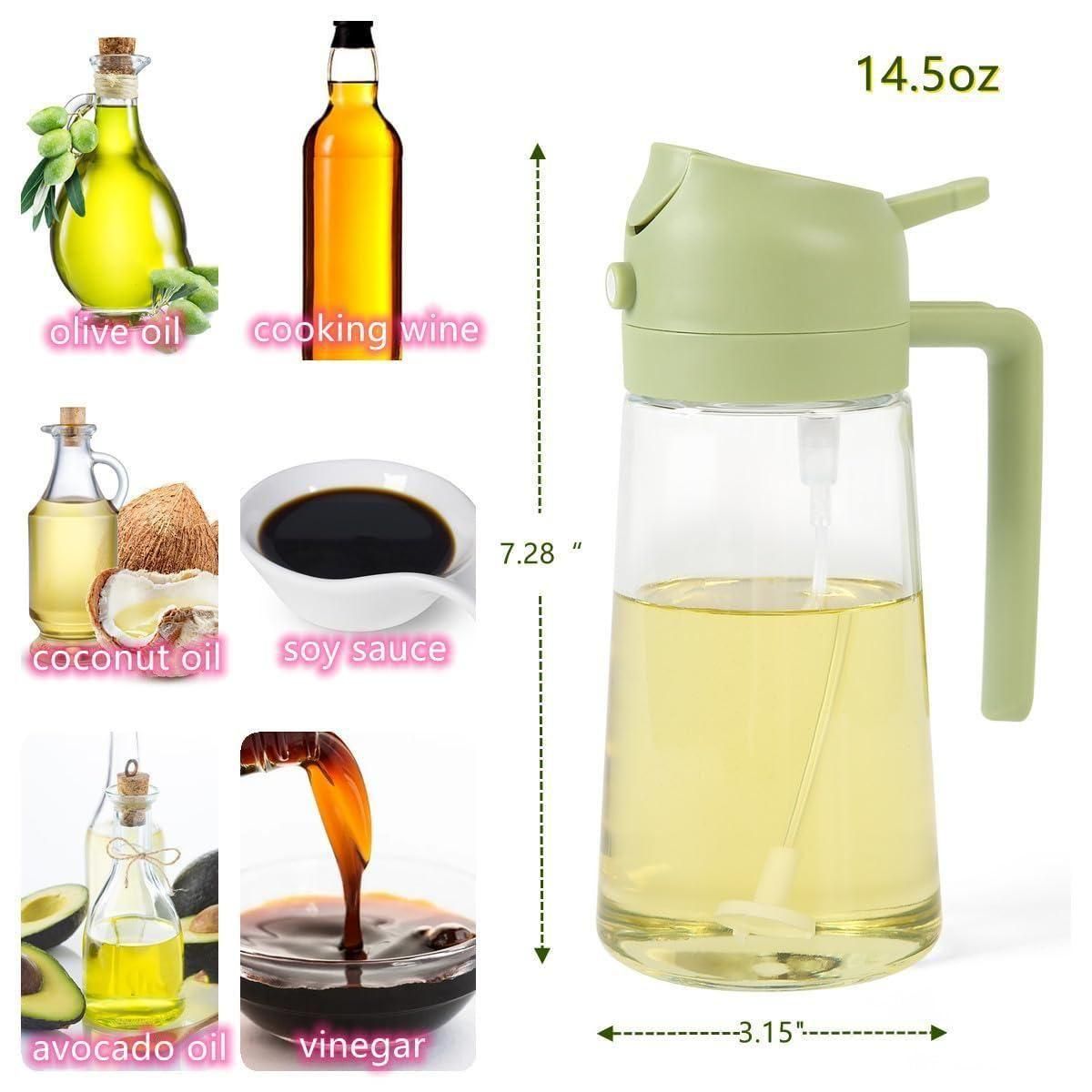 SmartSpray Oil Dispenser – 2-in-1 Glass Spray & Pour Bottle for Cooking, BBQ, Salad & Baking | 500ml Leak-Proof Kitchen Tool