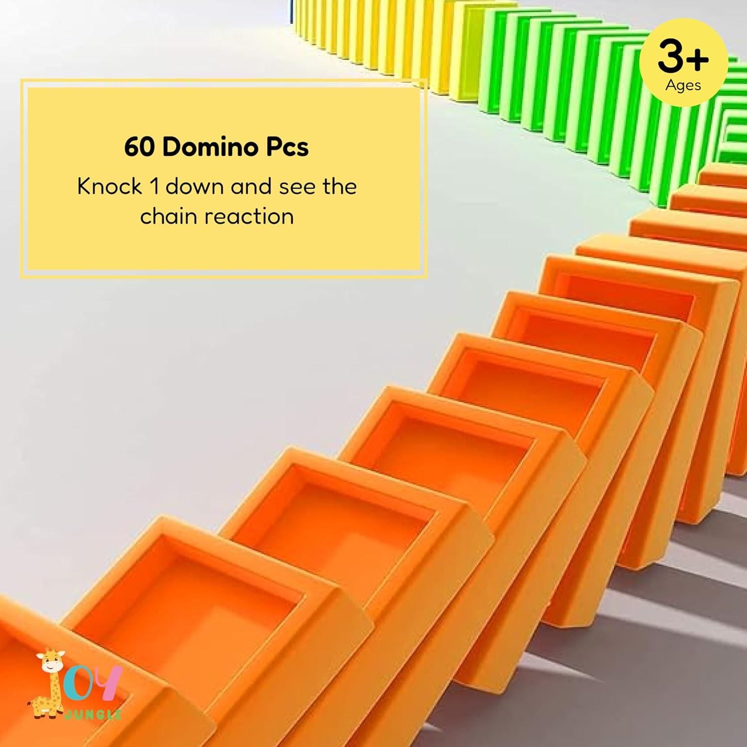 ChooChoo Domino Train Set – Automatic Domino Placement, 40 Colorful Blocks with Sound Effects for Kids’ Fun & Learning
