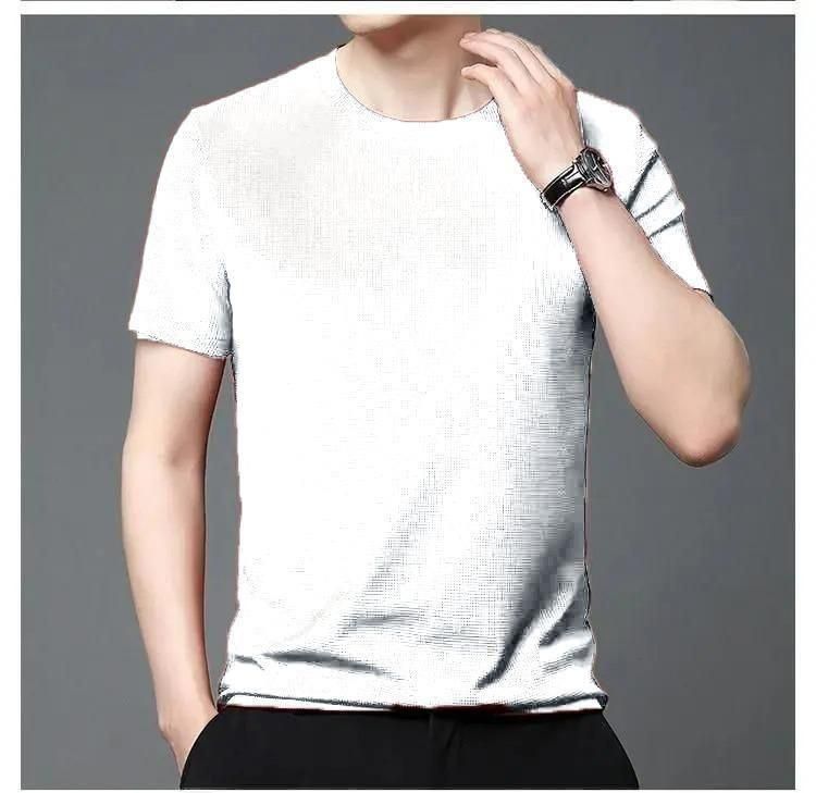 StretchEase Men’s Round Neck T-Shirts (Pack of 4) – Stretchable, Breathable & Quick-Dry Polyester Tees for Everyday Comfort