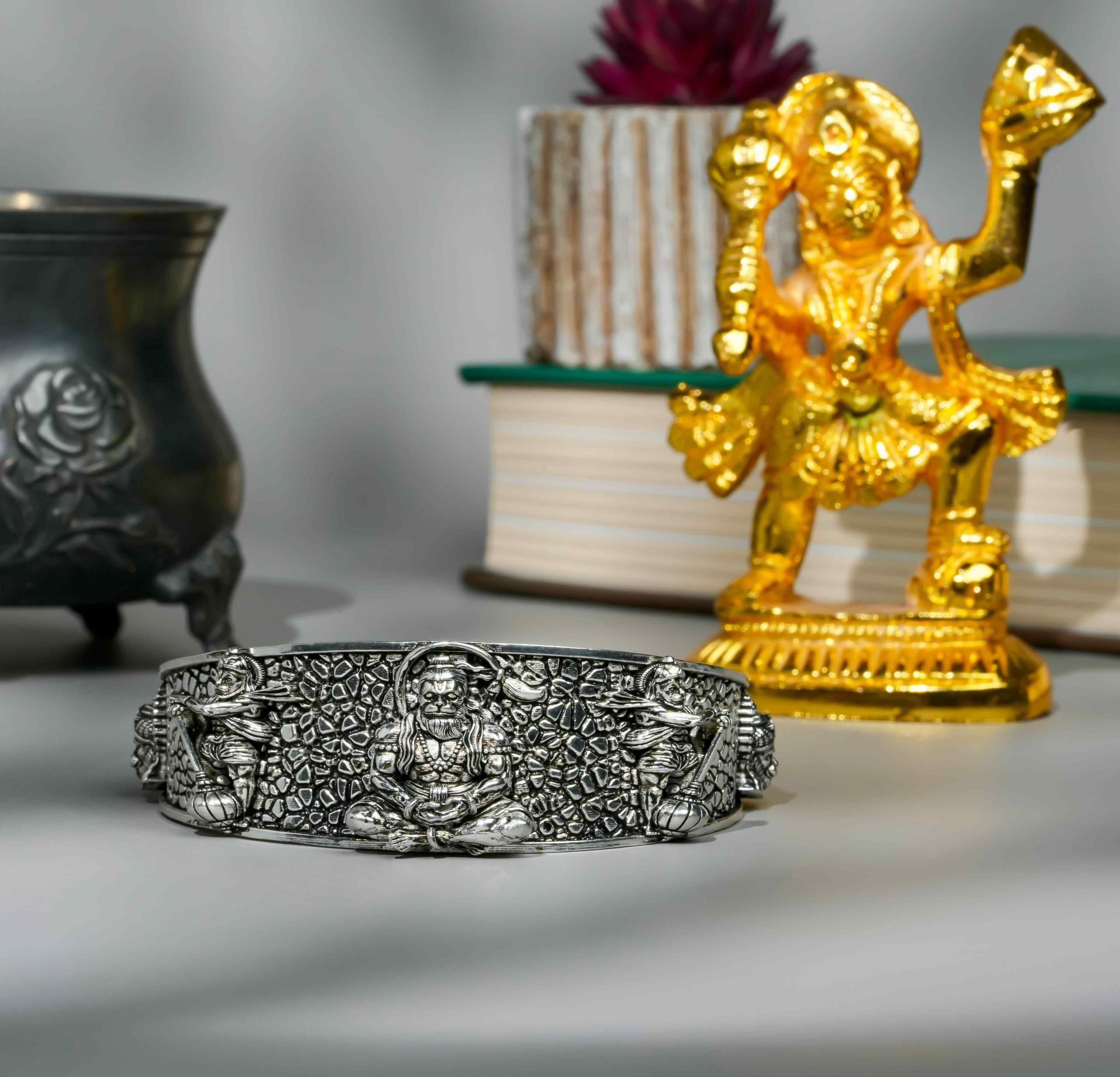Bajrang Bali Kada – Stainless Steel Bracelet for Men | Symbol of Strength, Faith & Protection